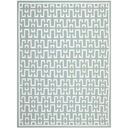 Safavieh 8 x 10 ft. Dhurries Hand Woven Flat Weave Rug Large Rectangle - Seafoam & Ivory DHU621A-8